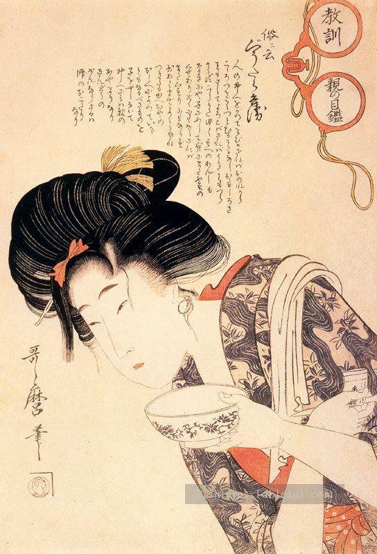 mère et fille de la classe moyenne Kitagawa Utamaro ukiyo e Bijin GA Peintures à l'huile